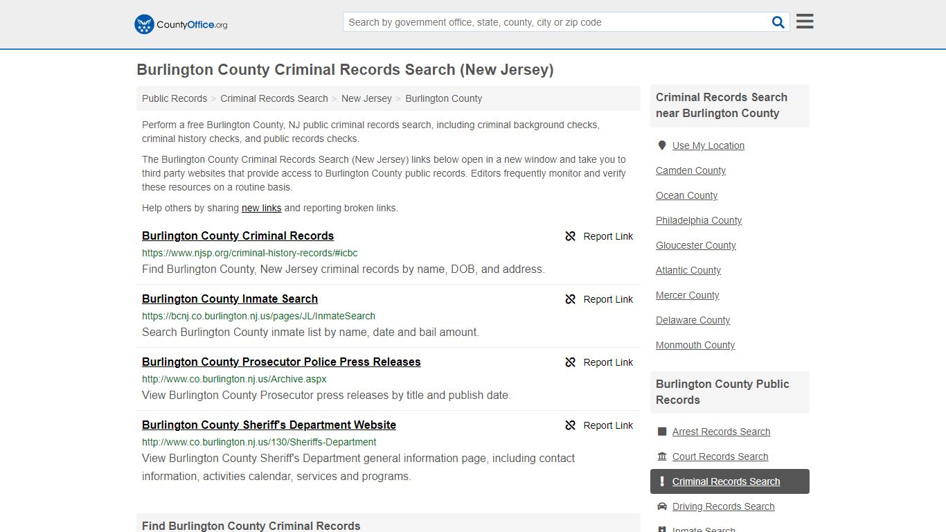 Criminal Records Search - Burlington County, NJ (Arrests ...